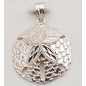 RARD1993PS Sterling Silver Diamond Cut Sanddollar Pendant 